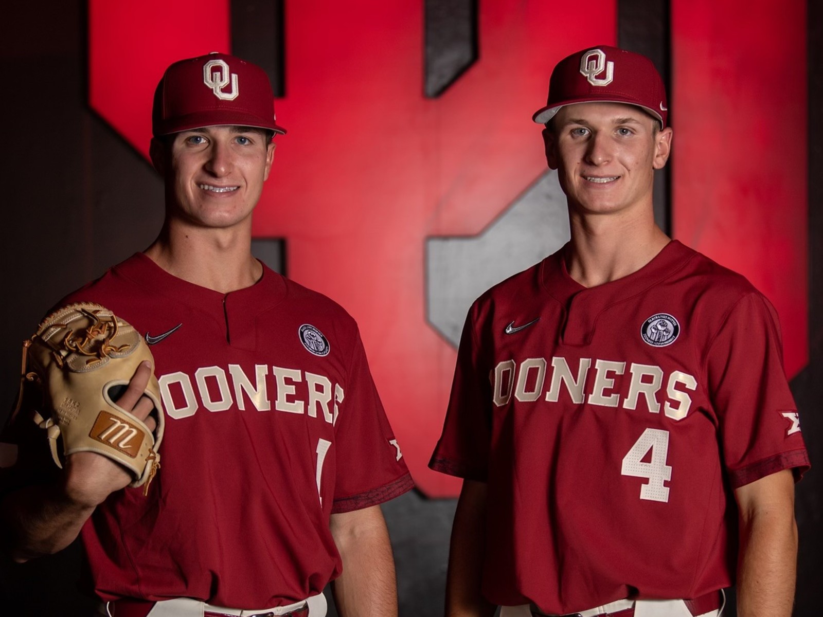 Luke and Zach Carrell in Oklahoma baseball uniforms during their playing days