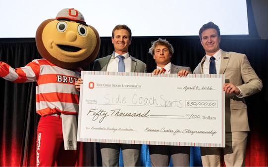 Accepting the fifty thousand dollar first place check at Ohio State's Boost Camp